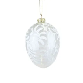 + glss glt vine swirl egg orn clr/wh 12cm
