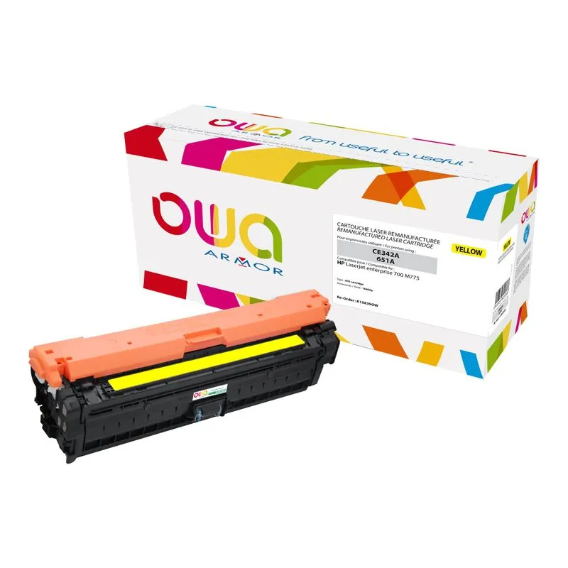 Cartouche laser compatible HP 651A - jaune - Owa K15839OW