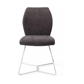 Chaise de salle à manger grise foncée almost black avec pieds hexagone métal blancIkata