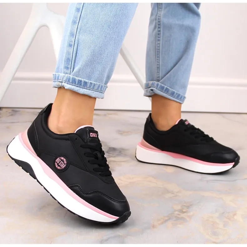 Chaussures de sport plateforme femme noires Big Star JJ274A014 le noir