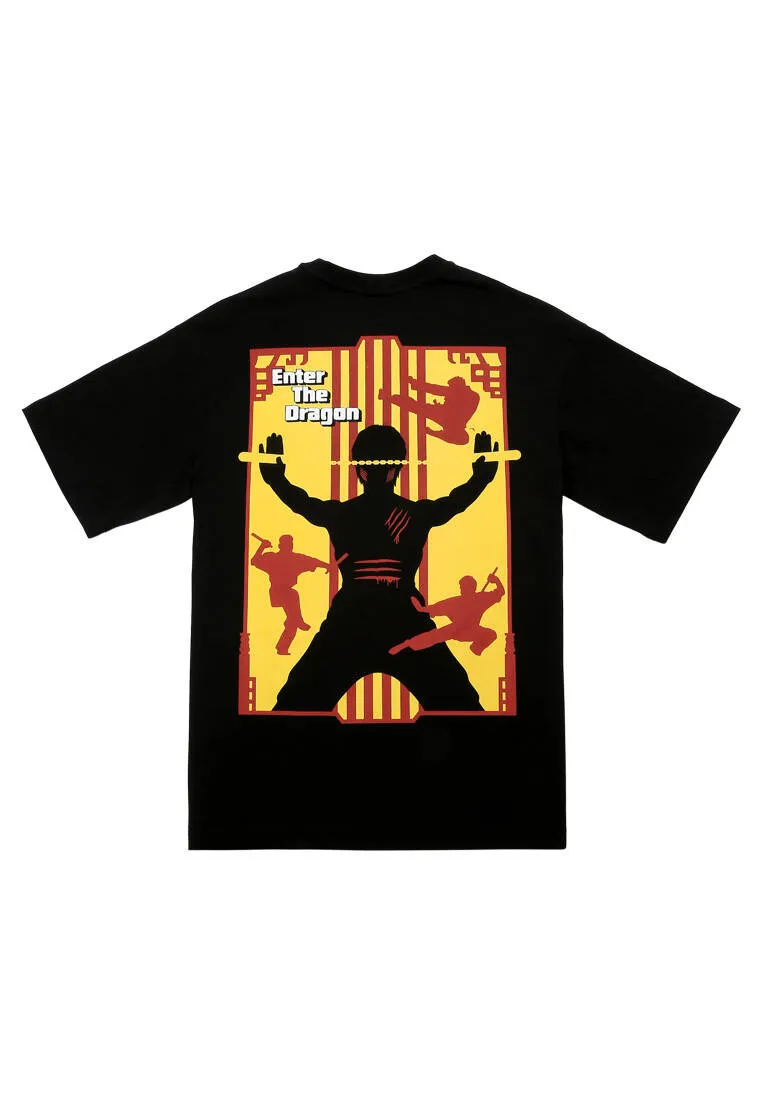 Homme Vegan Noir T-Shirt - Warner Bros Enter the Dragon Motif
