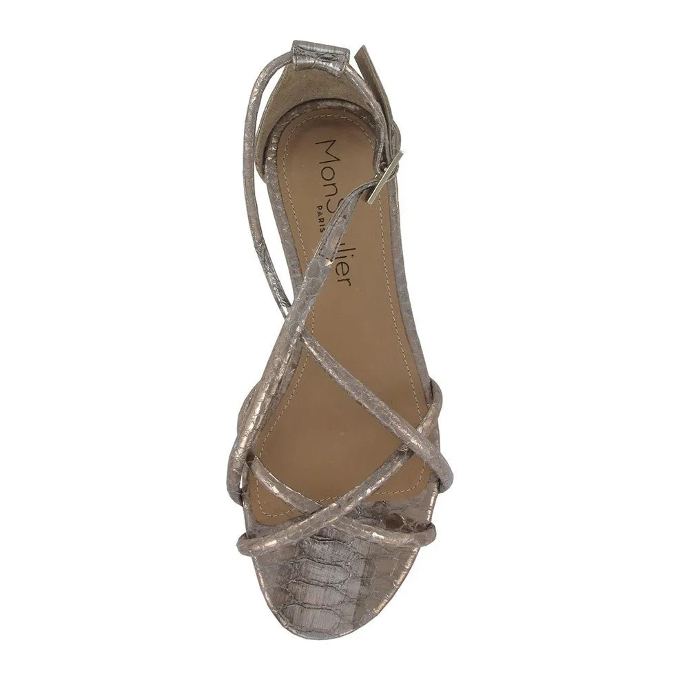 Sandale plate cuir python rose CASA chaussures femme fabrication italienne